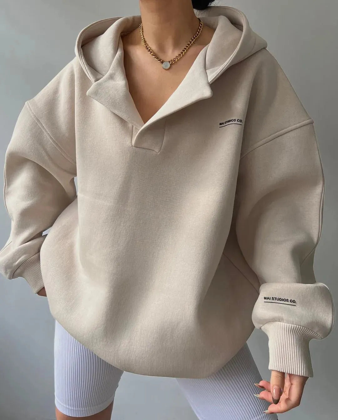 Fleece-lined Hooded Printed Long-sleeved Basic All-matching Sweater - Bellarte Enchanté Fleece-lined Hooded Printed Long-sleeved Basic All-matching Sweater